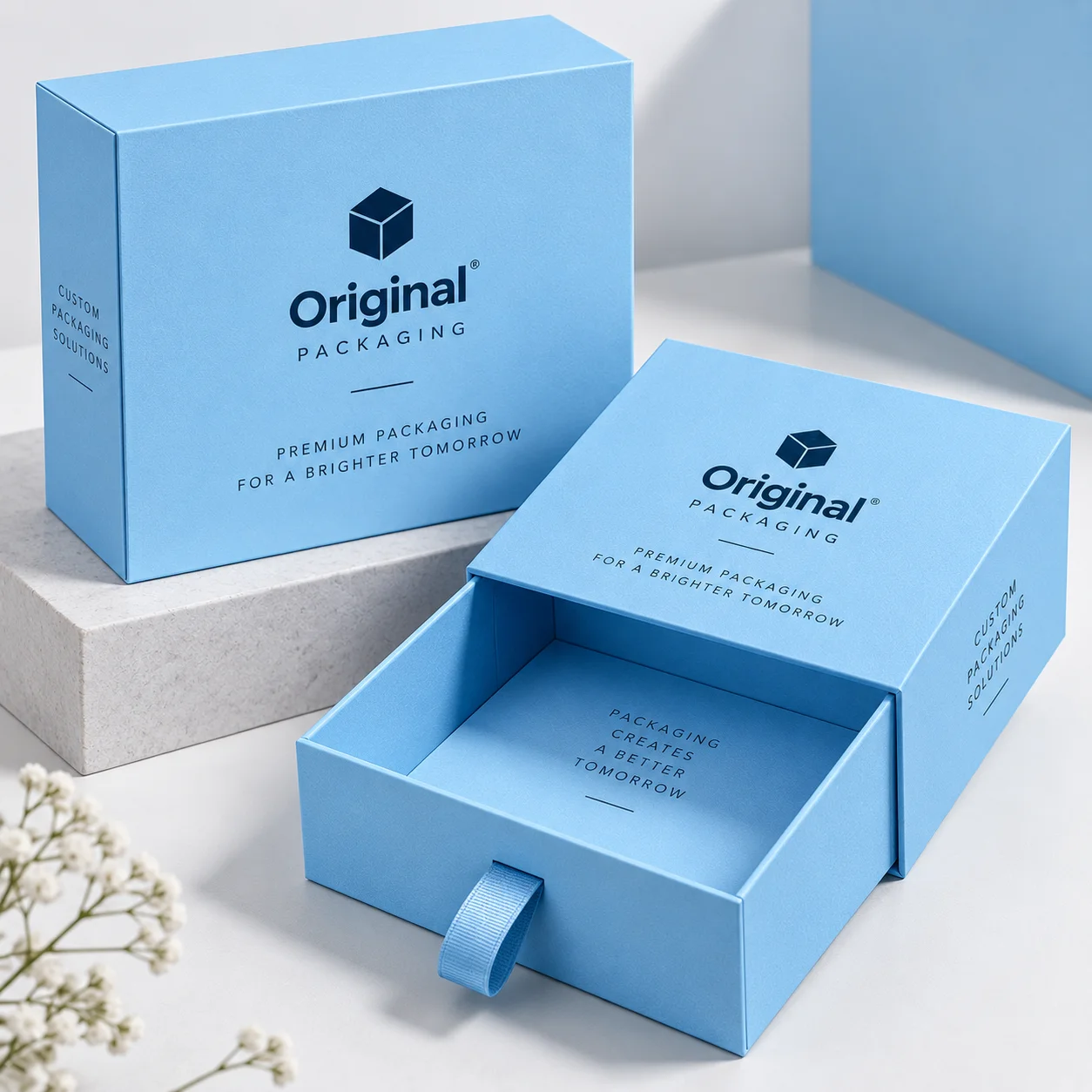 Sky Blue Rigid Boxes